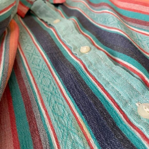 LRL Ralph Lauren Striped Button Down Gauzy Lightweight Shirt in Size Medium - Picture 9 of 13